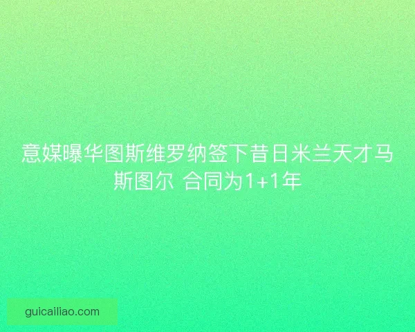 意媒曝华图斯维罗纳签下昔日米兰天才马斯图尔 合同为1+1年